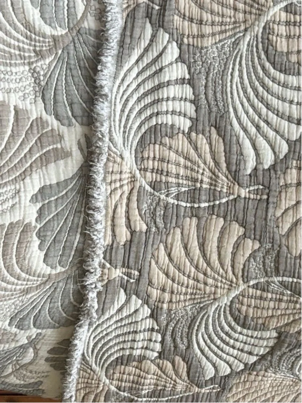 Greige Palms Quilted Woven Bedspread Luxury Blanket Woven Turkish Cotton Queen